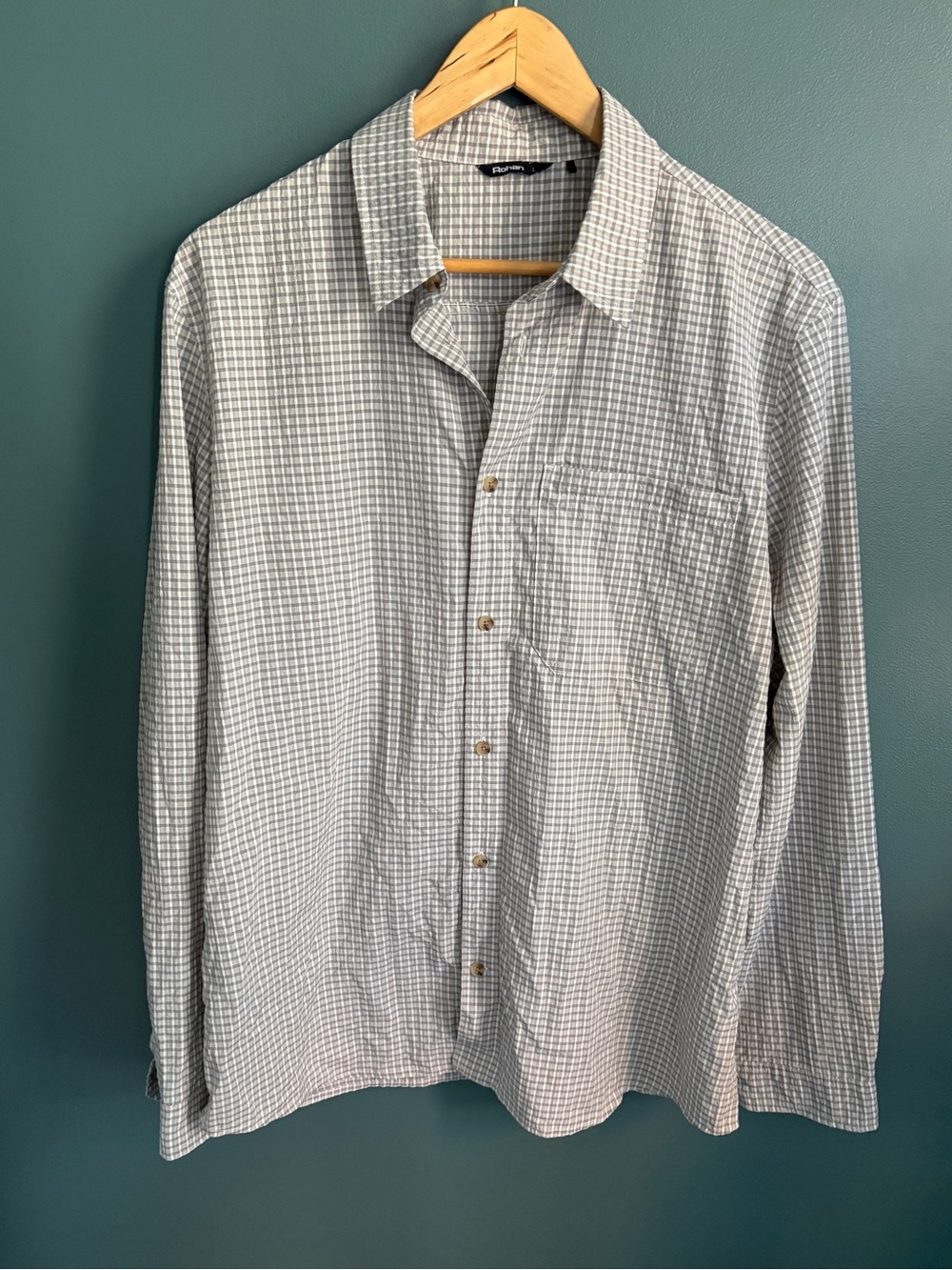 Rohan Men's Isle Long Sleeve UV Protection Shirt Gray Gingham Size L